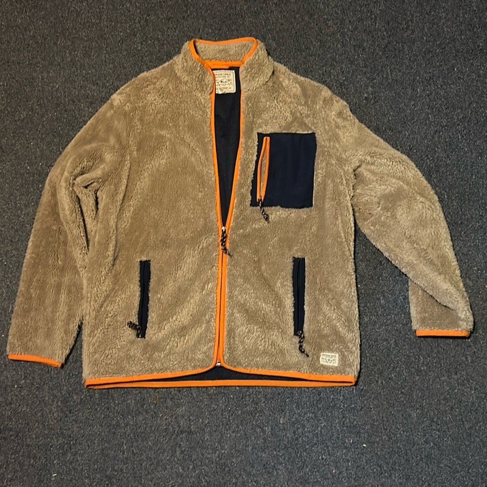 Men’s American eagle zip up fuzzy coat